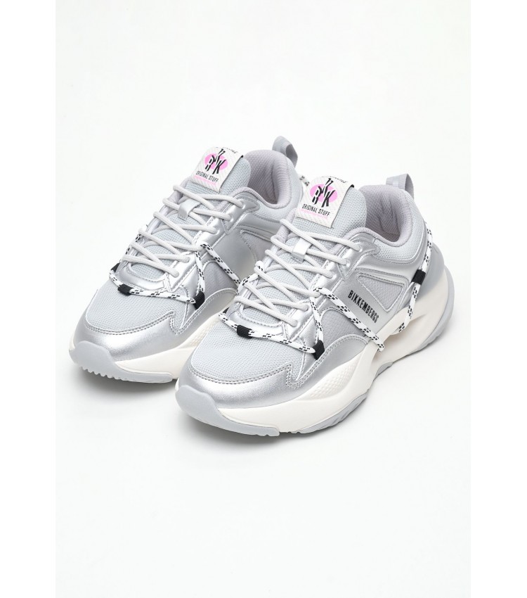 Women Casual Shoes 25008 Silver ECOleather-Fabric Bikkembergs