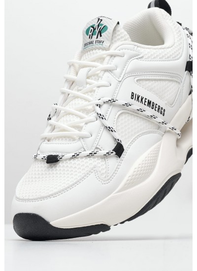 Men Casual Shoes 25116 White ECOleather-Fabric Bikkembergs