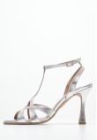 Women Sandals High Cindy Silver Leather Mortoglou