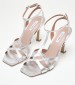 Women Sandals High Cindy Silver Leather Mortoglou