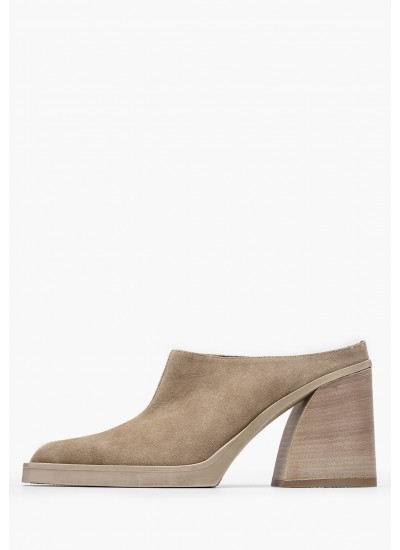 Women Mules Louise Taupe Buckskin Mortoglou