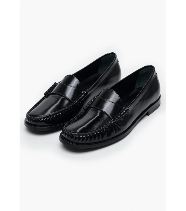 Women Moccasins Veronici Black Leather Kalogirou