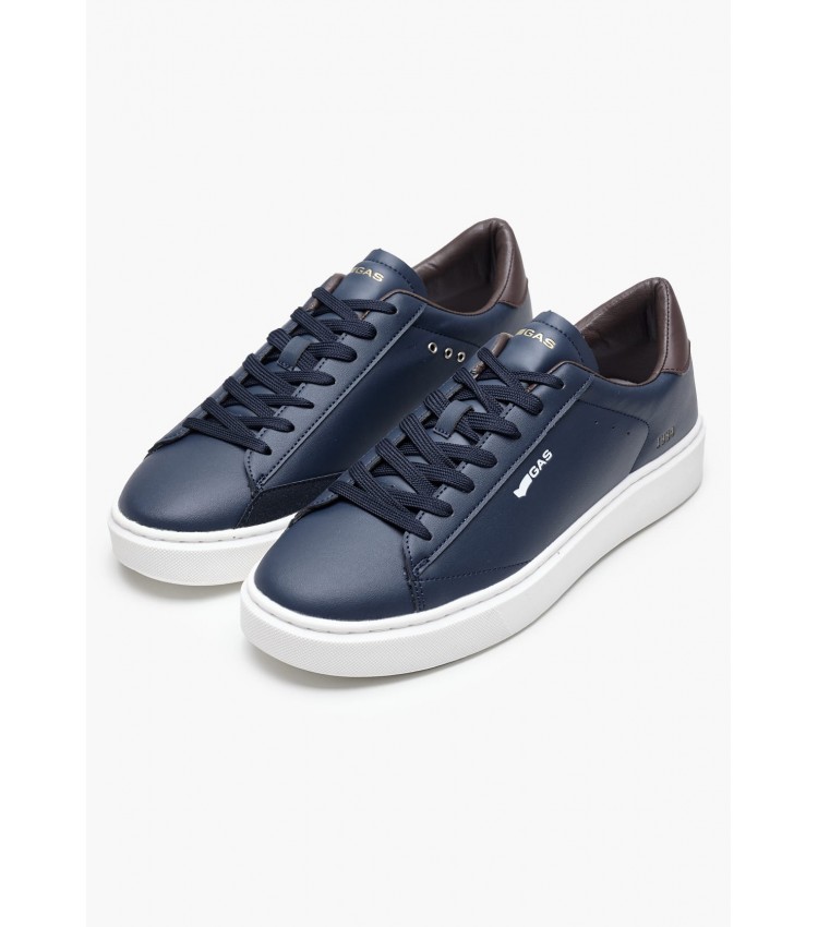 Men Casual Shoes Leonard Blue ECOleather Gas