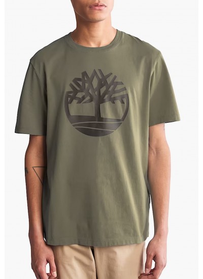 Men T-Shirts A2C2R Olive Cotton Timberland