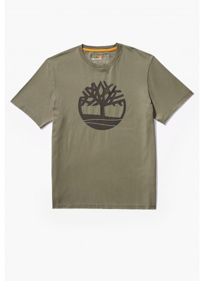 Men T-Shirts A2C2R Olive Cotton Timberland