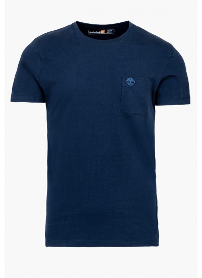 Men T-Shirts A2CQY.2 DarkBlue Cotton Timberland