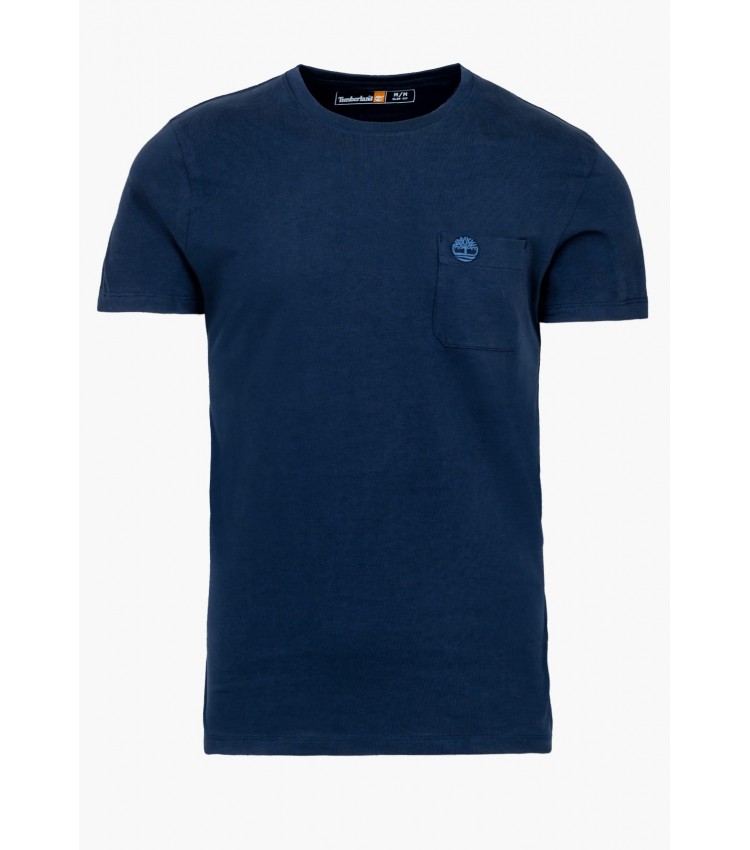 Men T-Shirts A2CQY.2 DarkBlue Cotton Timberland