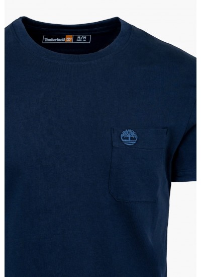 Men T-Shirts A2CQY.2 DarkBlue Cotton Timberland