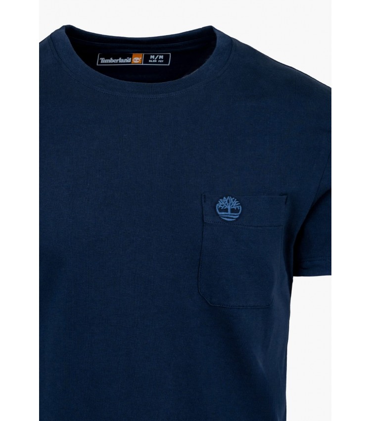 Men T-Shirts A2CQY.2 DarkBlue Cotton Timberland