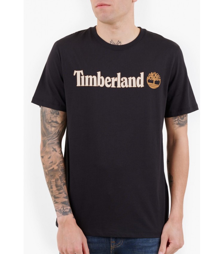 Men T-Shirts A5UPQ Black Cotton Timberland