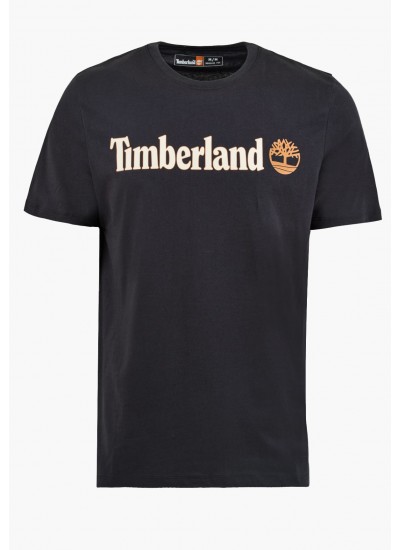 Men T-Shirts A5UPQ Black Cotton Timberland