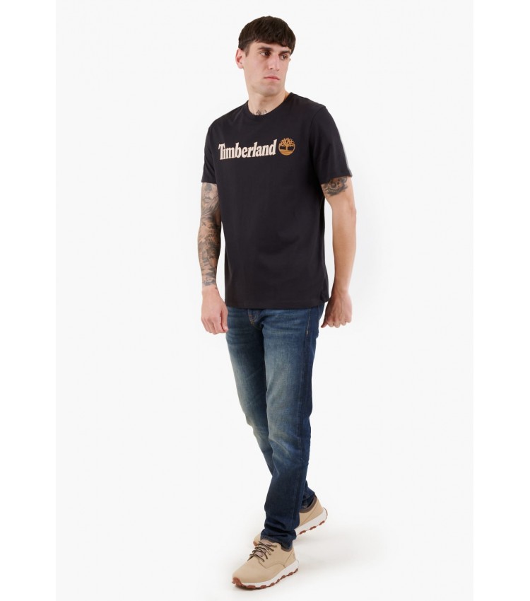 Men T-Shirts A5UPQ Black Cotton Timberland