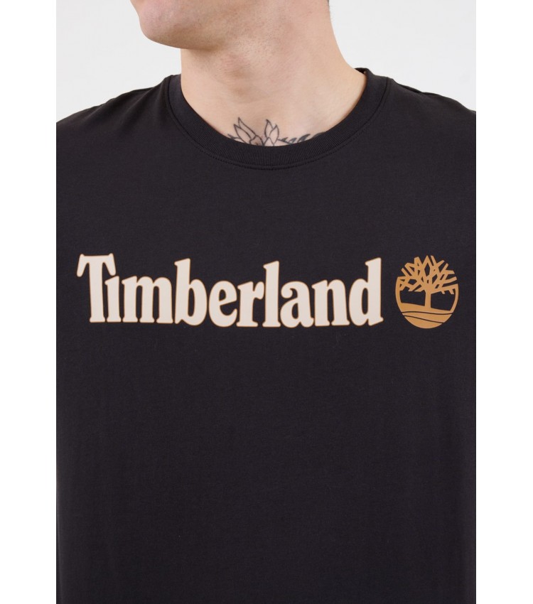 Men T-Shirts A5UPQ Black Cotton Timberland