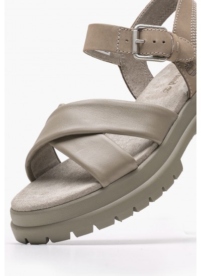 Women Sandals A63H4 Taupe Leather Timberland