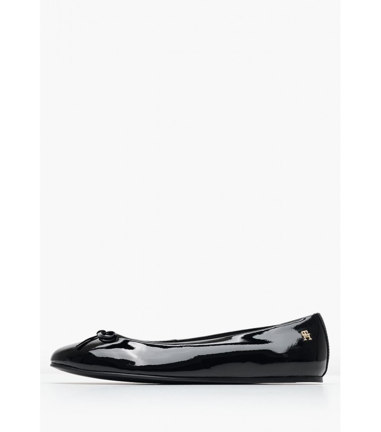 Women Balerinas Ballerina.Bow Black Patent Leather Tommy Hilfiger