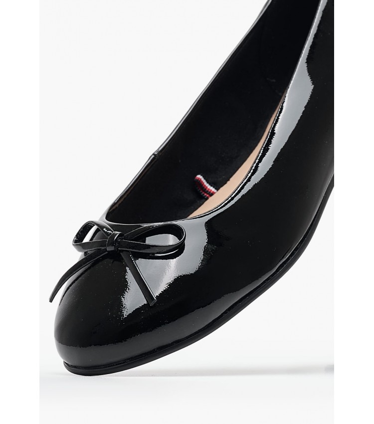 Women Balerinas Ballerina.Bow Black Patent Leather Tommy Hilfiger