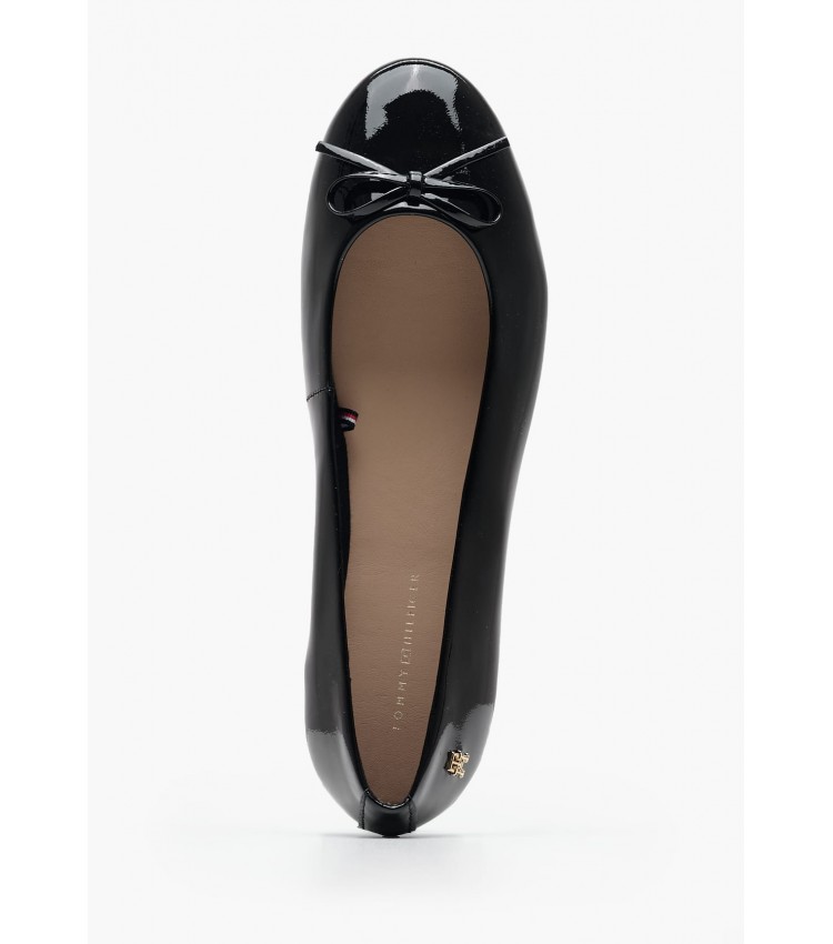 Women Balerinas Ballerina.Bow Black Patent Leather Tommy Hilfiger