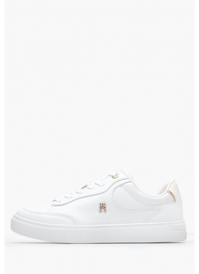 Women Casual Shoes Chic.Court White Leather Tommy Hilfiger