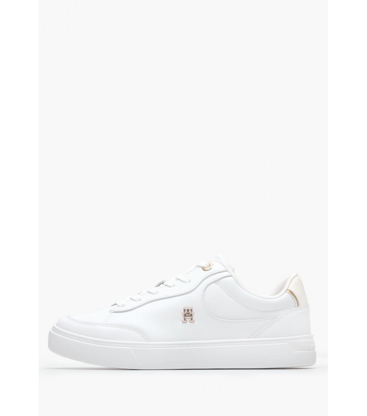 Women Casual Shoes Chic.Court White Leather Tommy Hilfiger