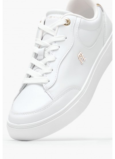 Women Casual Shoes Chic.Court White Leather Tommy Hilfiger