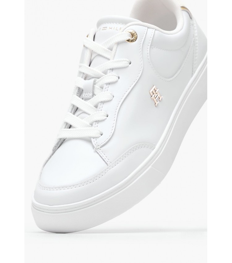 Women Casual Shoes Chic.Court White Leather Tommy Hilfiger