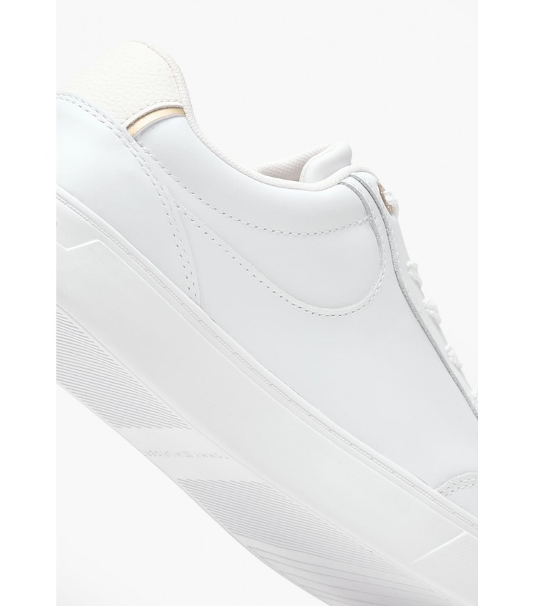 Women Casual Shoes Chic.Court White Leather Tommy Hilfiger