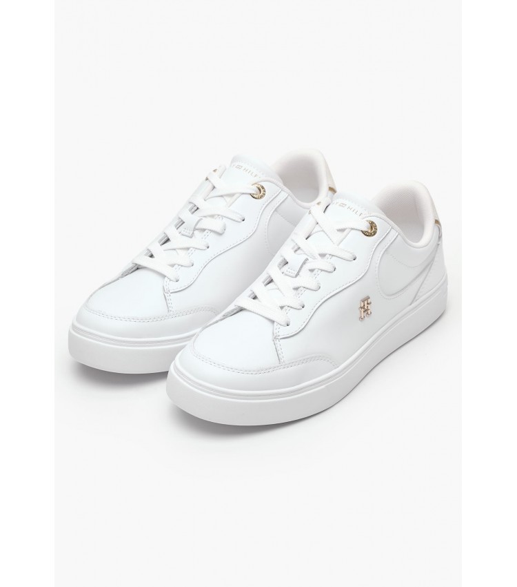 Women Casual Shoes Chic.Court White Leather Tommy Hilfiger