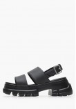 Women Sandals Low Chunky.City Black ECOleather Tommy Hilfiger