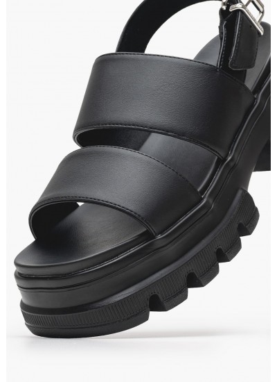 Women Sandals Low Chunky.City Black ECOleather Tommy Hilfiger