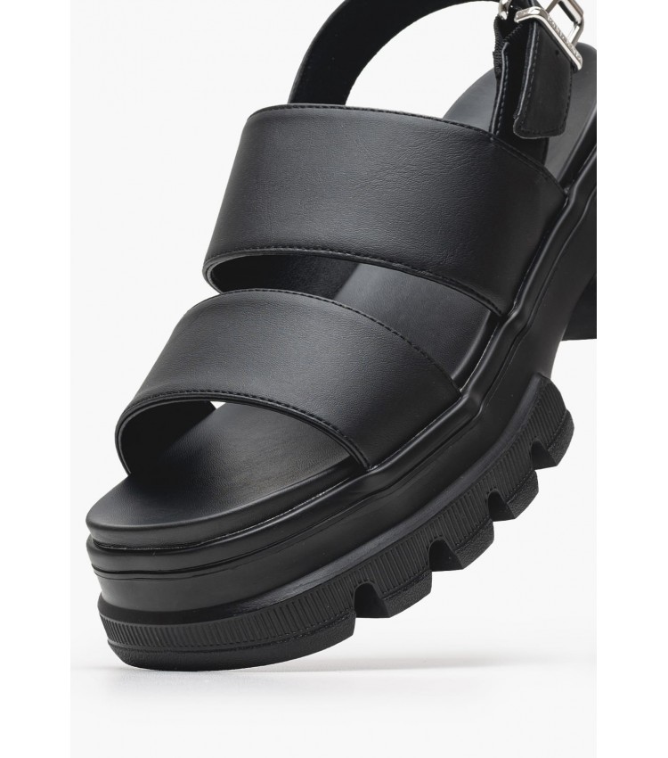 Women Sandals Low Chunky.City Black ECOleather Tommy Hilfiger