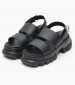 Women Sandals Low Chunky.City Black ECOleather Tommy Hilfiger