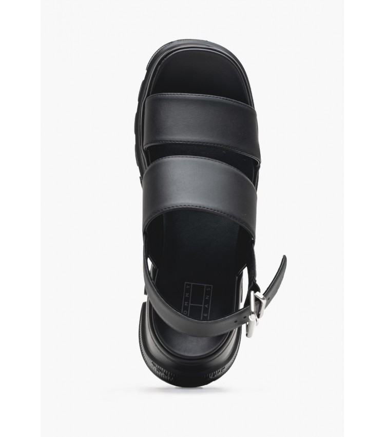 Women Sandals Low Chunky.City Black ECOleather Tommy Hilfiger