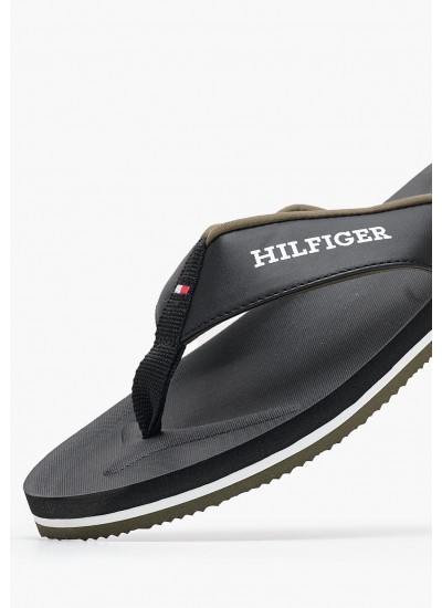 Ανδρικές Σαγιονάρες & Πέδιλα Comfort.Sandal Μαύρο ECOleather Tommy Hilfiger