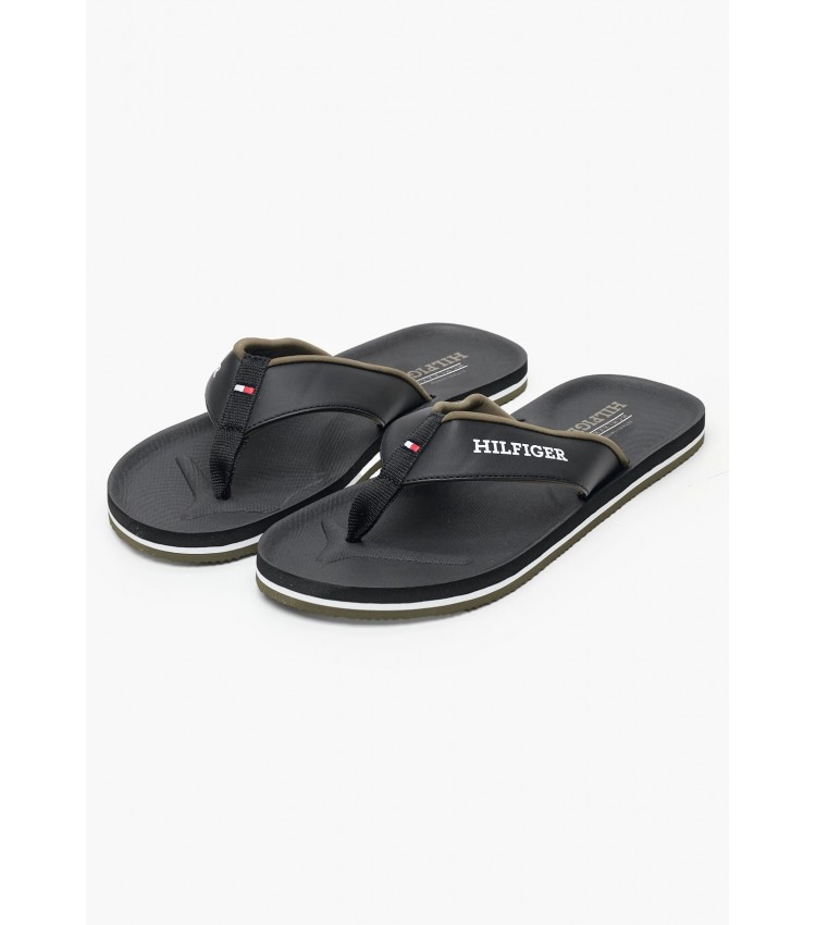 Ανδρικές Σαγιονάρες & Πέδιλα Comfort.Sandal Μαύρο ECOleather Tommy Hilfiger