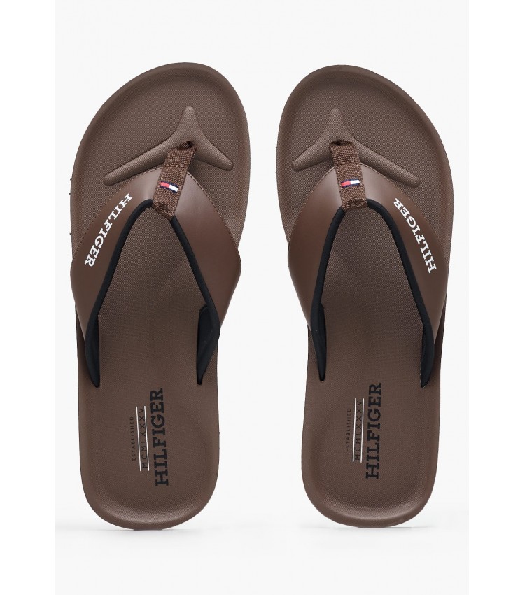 Ανδρικές Σαγιονάρες & Πέδιλα Comfort.Sandal Καφέ ECOleather Tommy Hilfiger