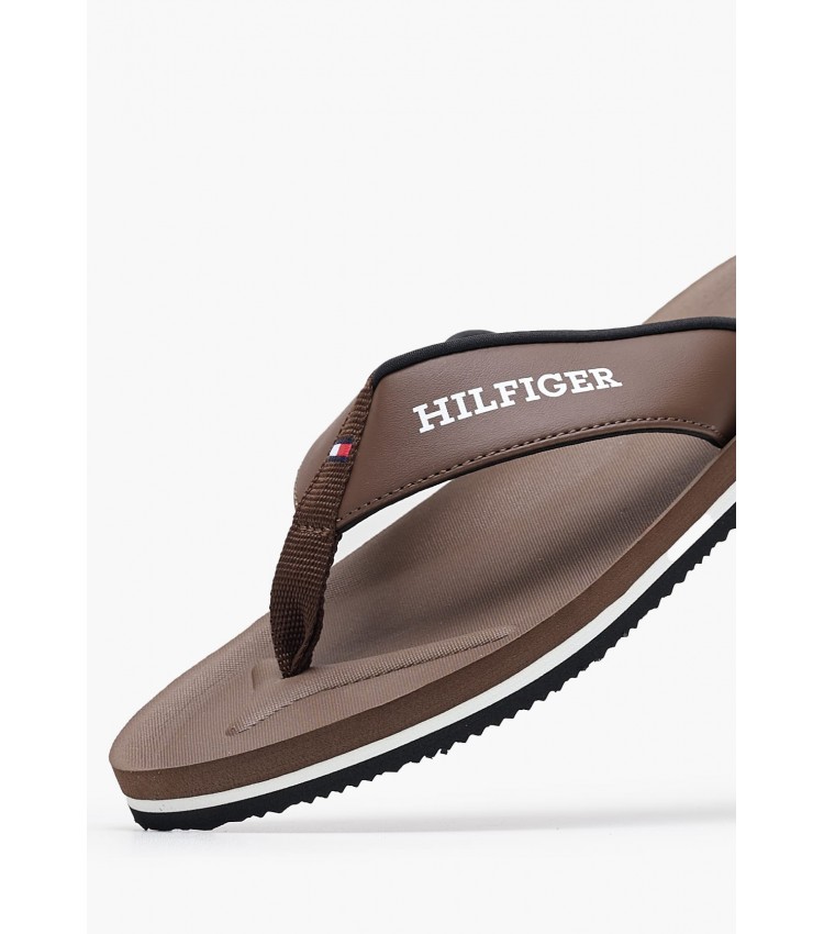 Ανδρικές Σαγιονάρες & Πέδιλα Comfort.Sandal Καφέ ECOleather Tommy Hilfiger