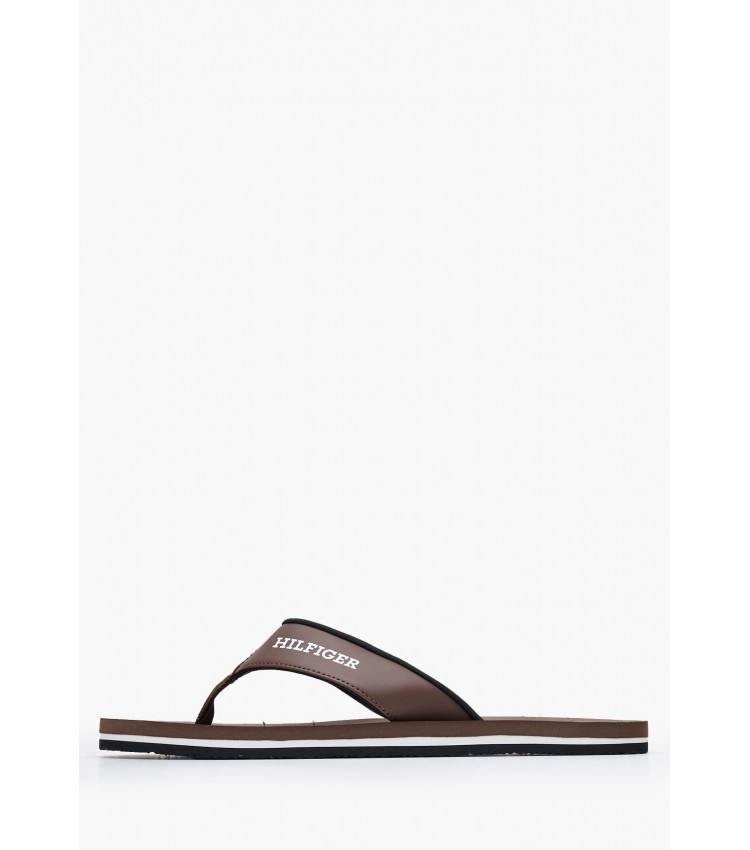 Ανδρικές Σαγιονάρες & Πέδιλα Comfort.Sandal Καφέ ECOleather Tommy Hilfiger