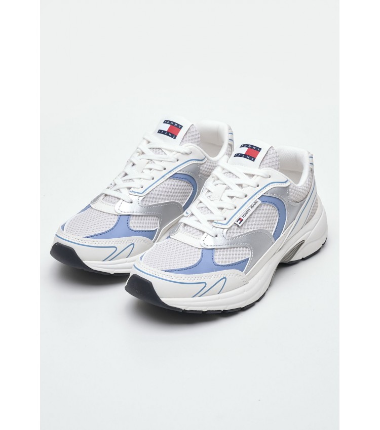 Γυναικεία Παπούτσια Casual Coney.Metallic Μπλε ECOleather-Ύφασμα Tommy Hilfiger