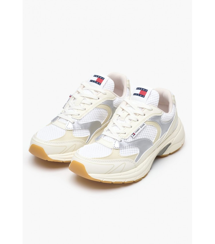 Γυναικεία Παπούτσια Casual Coney.Metallic Μπεζ ECOleather-Ύφασμα Tommy Hilfiger