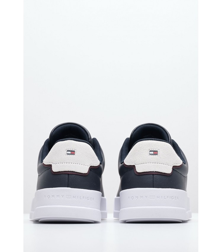 Ανδρικά Παπούτσια Casual Court.Detail Μπλε Δέρμα Tommy Hilfiger