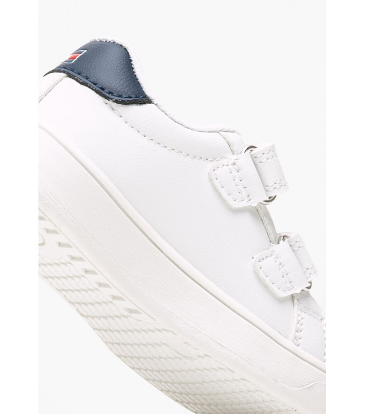 Παιδικά Παπούτσια Casual Cut.Velcro.Sn Άσπρο ECOleather Tommy Hilfiger