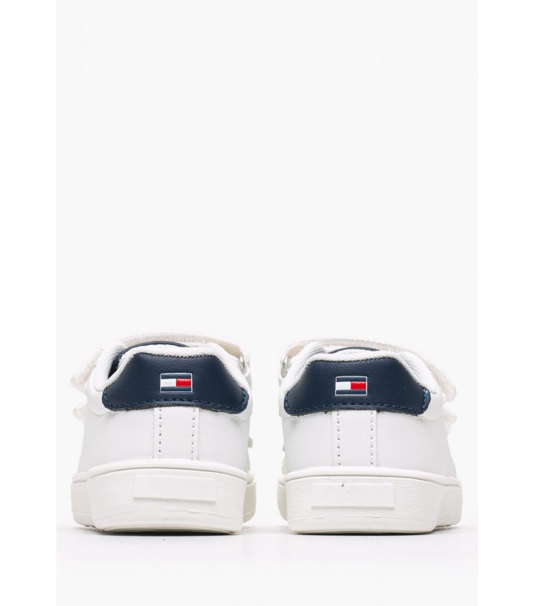 Παιδικά Παπούτσια Casual Cut.Velcro.Sn Άσπρο ECOleather Tommy Hilfiger