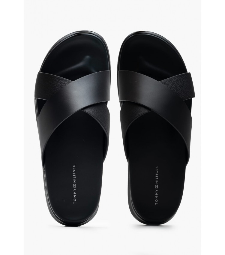 Men Flip Flops & Sandals Density.Sand Black Leather Tommy Hilfiger