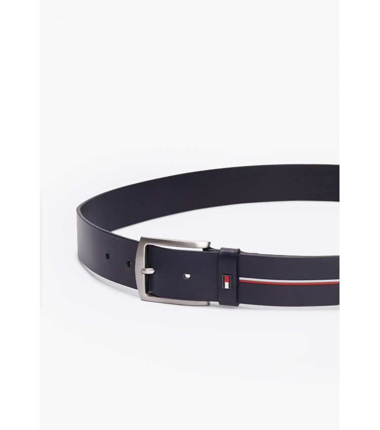 Men Belts Denton.Lth Blue Leather Tommy Hilfiger