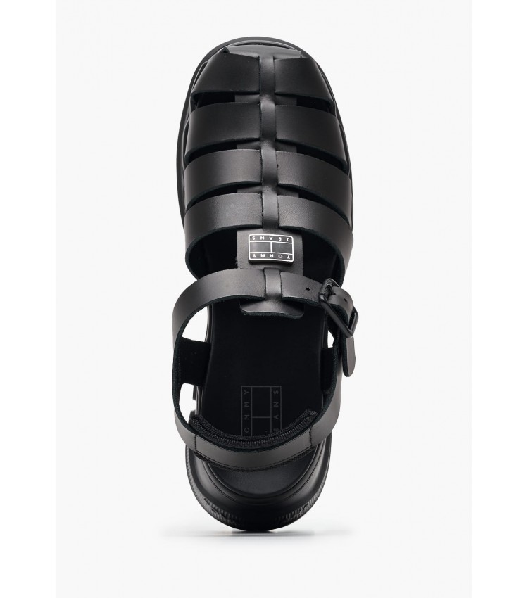 Women Sandals F.Sandal Black Leather Tommy Hilfiger