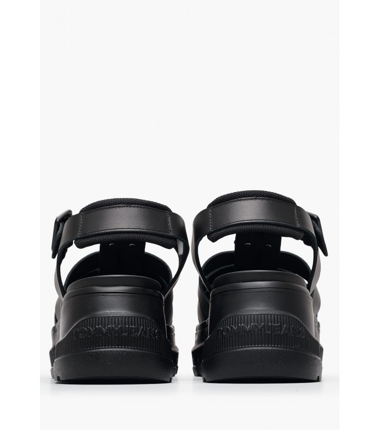 Γυναικεία Πέδιλα F.Sandal Μαύρο Δέρμα Tommy Hilfiger