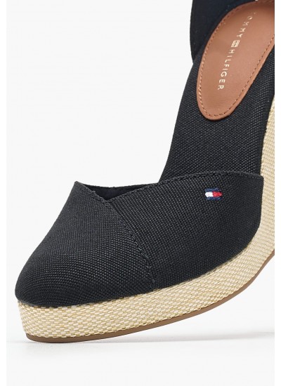 Women Espadrilles Flag.High.Esp Black Fabric Tommy Hilfiger