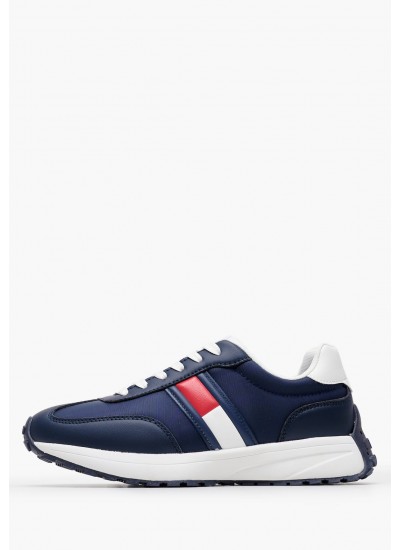 Παιδικά Παπούτσια Casual Flag.Up Μπλε ECOleather-Ύφασμα Tommy Hilfiger