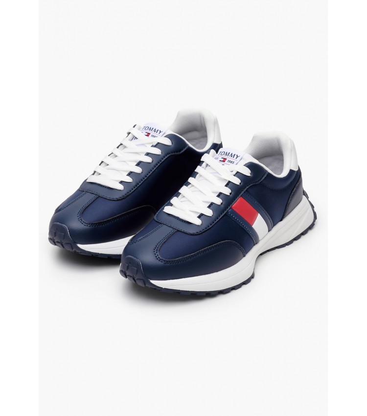 Παιδικά Παπούτσια Casual Flag.Up Μπλε ECOleather-Ύφασμα Tommy Hilfiger