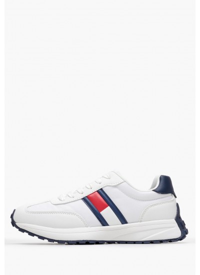 Παιδικά Παπούτσια Casual Flag.Up Άσπρο ECOleather-Ύφασμα Tommy Hilfiger